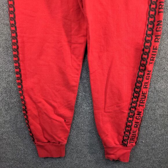 True Religion Mens Jogger Pants Large Red Drawstring Waist Tapered Leg Cotton - Picture 7 of 12